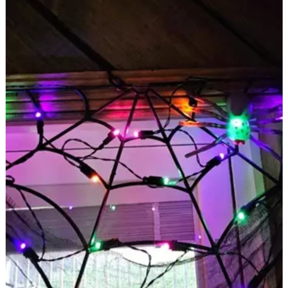 70" LED Lit Spider Webs with Gauze Halloween Decoration - Picture 2 of 5